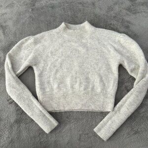 Madewell Alpaca Blend Puff Sleeve Sweater Mock Neck Crop Medium
